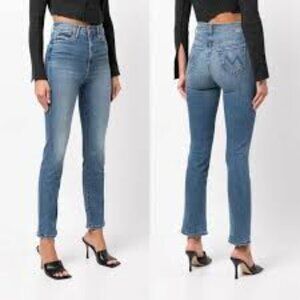 MOTHER The Swooner Rascal Hover Cropped Jeans  In Healing Jar Blue Size 30